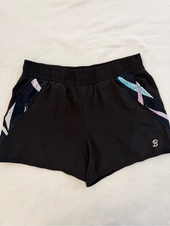 Sofibella Pants - Sofibella Black Women's Active Tennis Shorts side Panel accents in Pastel color